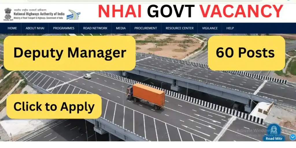 nhai deputy manager vacancy