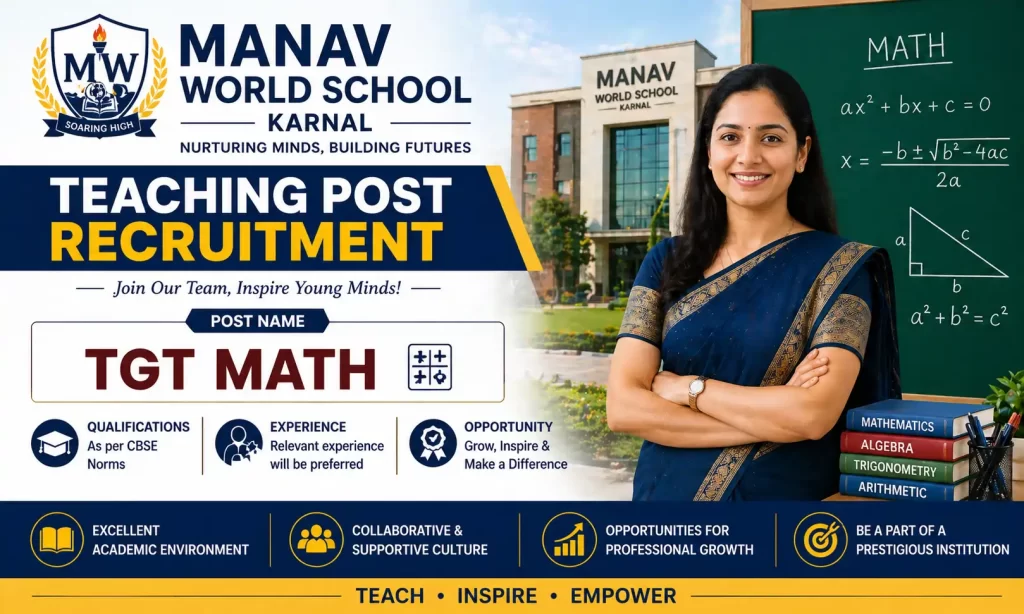 manav world school karnal job vacancy 2026