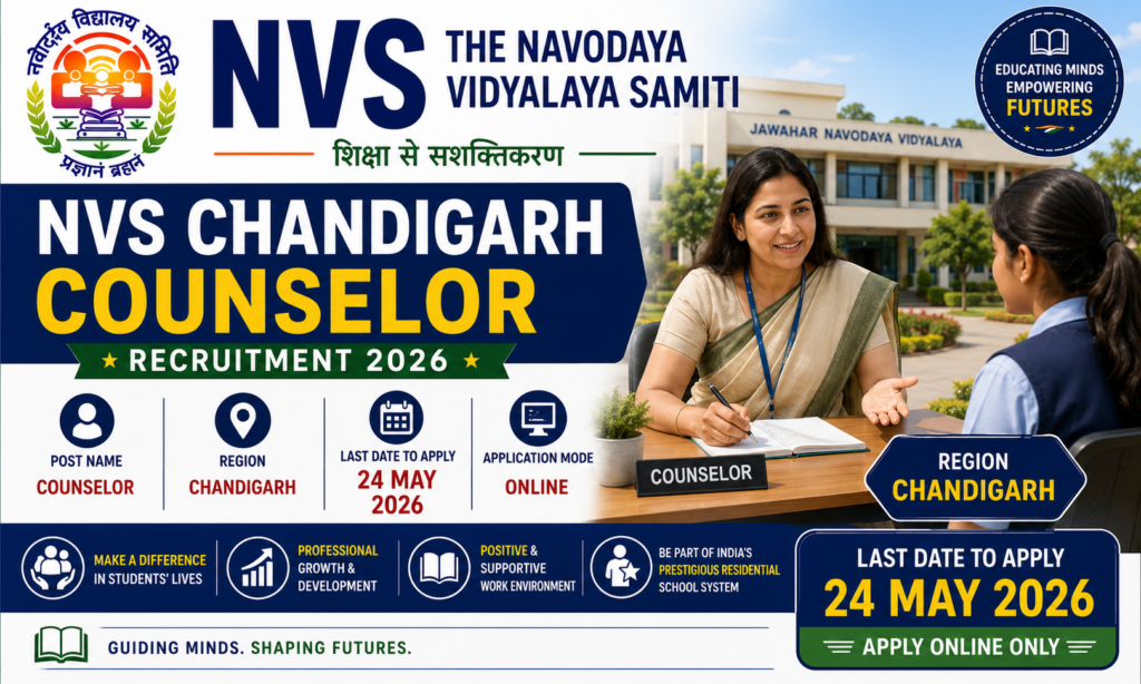 nvs chandigarh counselor job vacancy 2026