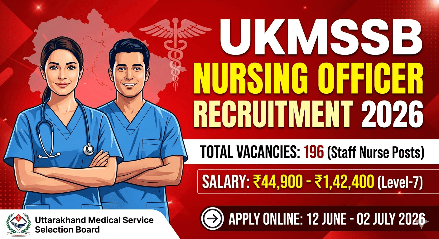 UKMSSB Nursing Officer Recruitment 2026 : Apply Online 196 Posts